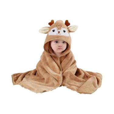 Imagem de Roupão De Banho Infantil Com Capuz Em Formato De Animal, Toalha Macia 