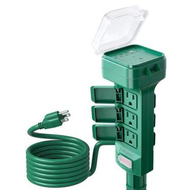 Imagem de Temporizador de estaca elétrica externo SURAIELEC, 6 tomadas, cabo de 