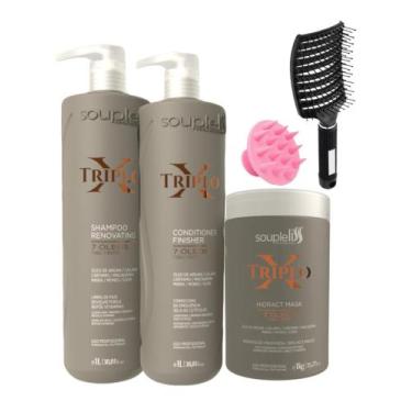 Imagem de Kit Reconstrutor Souple Liss Triplo X Shampoo Máscara e Condicionador 