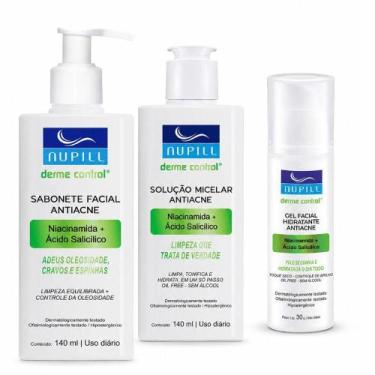 Imagem de Kit Nupill Derme Control Antiacne: Sabonete Facial 140ml, Solução Mice