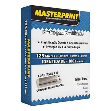 Imagem de Plástico Plastificação Masterprint 125 Micras 80x111 100flhs - MASTER 