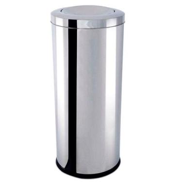 Imagem de Lixeira Inox com Tampa Basculante Flip Top 28 litros Ø 25 x 60 cm Deco