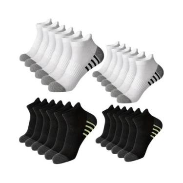 Imagem de Meias Esportivas Masculinas plus Size 12 Pares EU39-46 Respiráveis Con