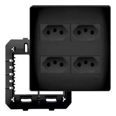 Imagem de Conjunto Placa 4x4 Com 4 Tomada 20a Habitat Black Fame