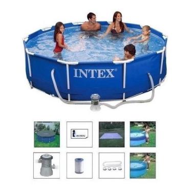 Imagem de Piscina Intex 4485 Litros Standard com Bomba Filtro 3785 lh 220v Capa Forro e Kit de Limpeza