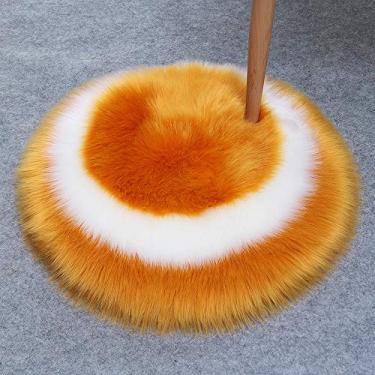 Imagem de Tapetes redondos falsos, tapete macio, estampa circular, antiderrapante, lavável para sala de estar, quarto, sala de estudo, banheiro, varanda, sofá, cadeira infantil, almofada para pés, branco gengibre
