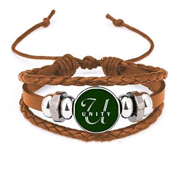 Imagem de un brand Pulseira de couro com a palavra Expression Unity Art Deco Fashion