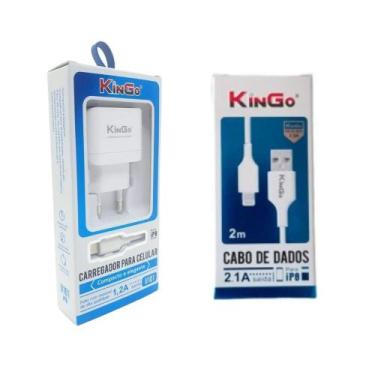 Imagem de Kit Carregador Lightning Kingo + Cabo Usb 2M Para Iphone Xs