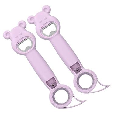 Imagem de Abridor de garrafa, abridor manual multiuso, redondo e suave para a família e amigos para cozinhas, bares e festas de coquetel (roxo)
