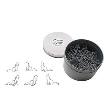 Imagem de Butler in the Home 100 clipes de papel em forma de lobo ótimos para colecionadores de clipe de papel ou presente de escritório – vem em lata redonda com tampa e caixa de presente, Cinza