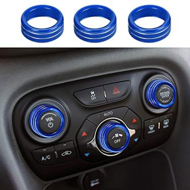 Imagem de Thor-Ind Tampa de botão de rádio CA compatível com Dodge Dart 2012-2018 console central de ar condicionado, controle de volume, botão de ajuste de volume, 3 peças (azul)