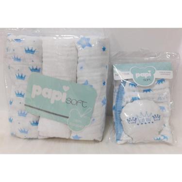 Imagem de 3 Cueiro Bebe Papi Soft Fralda Grande 100x80 + Naninha Rf 15