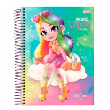 Imagem de Caderno Espiral Jandaia Universitário Capa Dura Petit Poa 10 Matérias 160 Folhas Embalagem com 4 Unidades