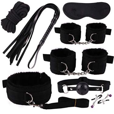 Imagem de Kit de restrições de bondage brinquedos sexuais para casais, kits BSDM para casais, conjunto BDSM, conjunto de bondage ajustável, algemas felpudas, bola mordaça para casais, brinquedos