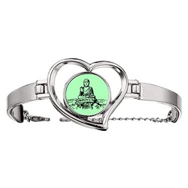 Imagem de N/A N/A Bracelete com contorno de estátua de bênção edifício altar joia coração pulseira de arame, medium, metal