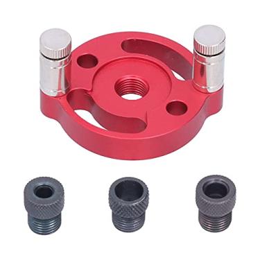 Imagem de Gabarito de cavilha vertical, liga de alumínio redonda de 3 furos guia de broca localizador de posicionamento de gabarito, kit guia de perfuração autocentrante para marcenaria