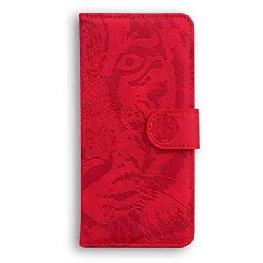 Imagem de SHOYAO Capa de telefone carteira capa fólio para Samsung Galaxy J5 2017 edição europeia, capa de couro PU premium slim fit, suporte de visualização horizontal, combina bem, vermelho
