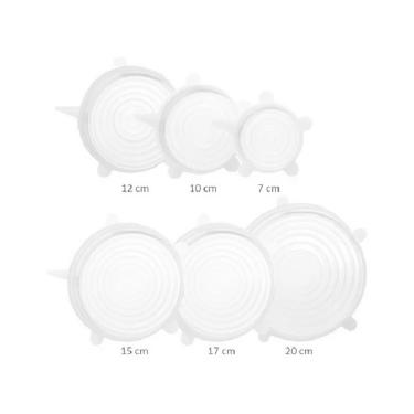 Imagem de Kit Tampa Silicone 6 Pç Reutilizável Elásticas Pote Lavável