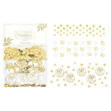 Imagem de Confete dourado luxuoso Happy 50th Anniversary - 34 g (1 pacote) - Perfeitamente projetado para momentos memoráveis