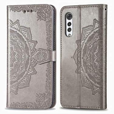 Imagem de HONGYAN Capa de telefone Para LG Velvet 5G Mandala Flower estojo de couro com relevo horizontal com suporte/slot de cartão/carteira/cordão Capa protetora