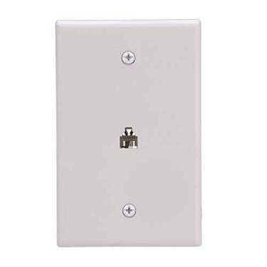 Imagem de EATON Wiring 3533-4W-L Placa de parede de tamanho médio com conector de telefone 4 condutores, branca