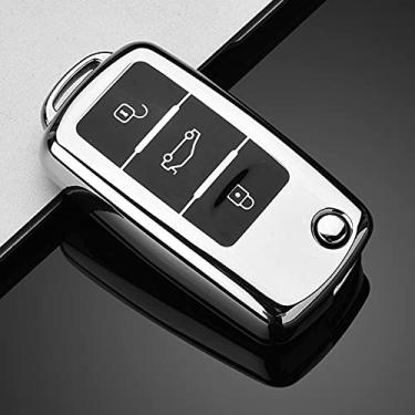 Imagem de YJADHU Capa de chave de carro estilo carbono TPU macio, apto para VW Polo Golf Passat para Skoda Octavia A5 Bora Jetta Seat Ibiza Leon, 6