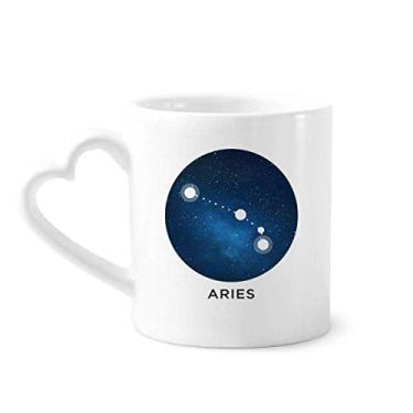 Imagem de Caneca de cerâmica com signo do zodíaco da constelação de Áries copo de coração de vidro