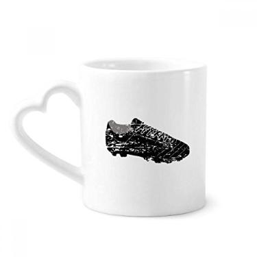 Imagem de Caneca de futebol preto padrão de futebol caneca de café cerâmica copo de coração de vidro