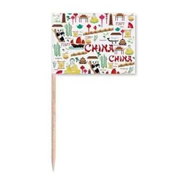 Imagem de Lanterna de bambu chinesa Panda palito de dente marcadores decoração de festa