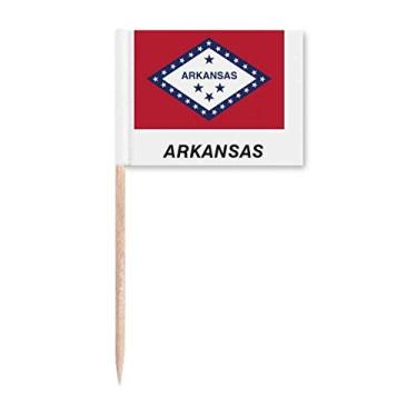 Imagem de Bandeira do estado americano contorno Arkansas bandeiras de palito de dente marcador topo decoração de festa