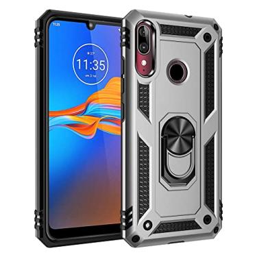 Imagem de Caso de capa de telefone de proteção Para Motorola Moto E6 Plus Case Celular com caixa de suporte magnético, proteção à prova de choque pesada para Motorola Moto E6 Plus (Color : Silver)