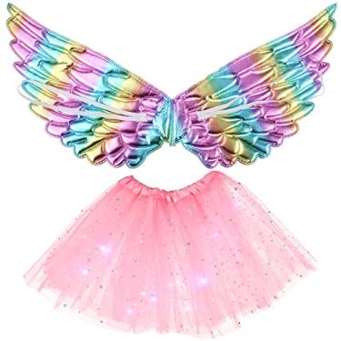 Imagem de GALPADA Fairy Costume For Girls Kids LED Light Up Tutu Skirt Fairy Unicorn Wings Princess Dress Halloween Christmas Birthday Party Cosplay Dress up