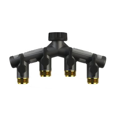 Imagem de Orbit Pro Flo Coletor de metal de 4 portas com desligamento – Conector de mangueira de jardim e gramado ao ar livre