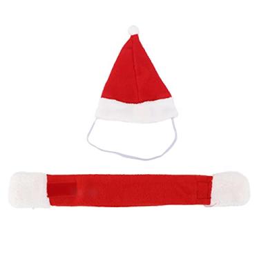 Imagem de Pssopp Pet Lenço de Natal e Boné, Chapéu de Estimação Pequeno e Cachecol Set Cobaia Lenço de Natal e Gorro Set Natal Halloween Cosplay (Set com Chapéus de Natal L)