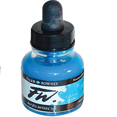 Imagem de Daler Rowney Tinta acrílica FW Artists pote de 29,5 ml - azul fluorescente