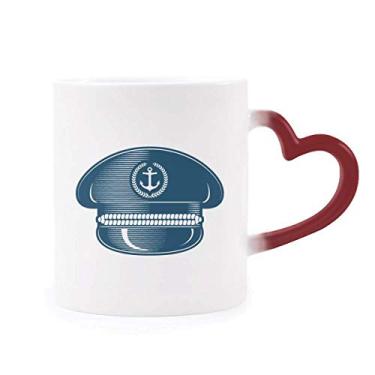 Imagem de Sailor Hat Navigation Military Ocean Caneca sensível ao calor vermelha muda de cor
