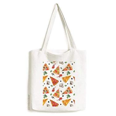 Imagem de Delious Food Pizza Ilustration Pattern Tote Canvas Bag Shopping Satchel Casual Bolsa