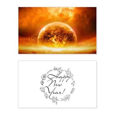 Imagem de Planeta vermelho dourado com estampa de chamas em chamas, festival de ano novo, cartão de felicitações, mensagem de abençoar presente