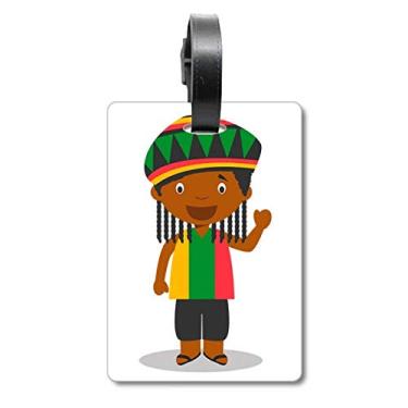 Imagem de Black Wild Jamaica Bolsa de mala com desenho da Jamaica, etiqueta para cartão de bagagem