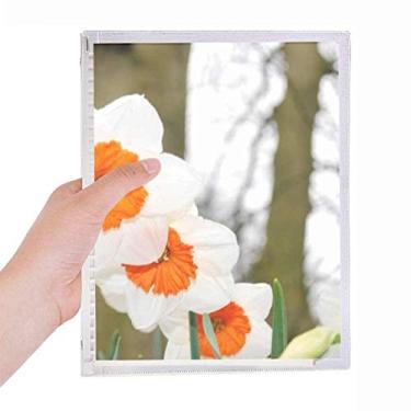 Imagem de Caderno de flores vermelhas e brancas com folhas soltas diário recarregável de papelaria