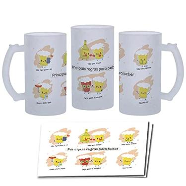 Imagem de 1 Caneca de Chopp Divertida Regras Para Beber Presente Geek cor:Branco