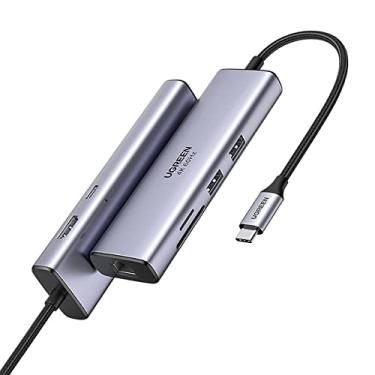 Imagem de Adaptador Multiportas Usb-C 7 em 1 Porta Rj45 Ethernet Suporta Resolução 4k a 60Hz Carregamento Pd 100W Leitor de Cartão Memória Sd MicroSd Portas Usb 3.0 - No Brasil