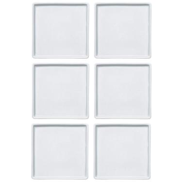 Imagem de Jogo 6 Pratos Quadrados Rasos em Porcelana 16x16cm Americana Germer Branco