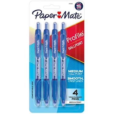 Imagem de Paper Mate Caneta esferográfica, caneta retrátil, ponta média, tinta azul, pacote com 4 (2113555)