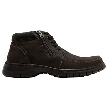 Imagem de Bota Coturno Masculina Anatomic Gel Confort Com Zíper Lateral Couro Floater Mustang Brown 7981 Café