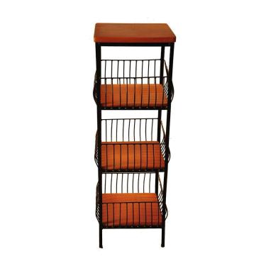 Imagem de Fruteira de Ferro e Madeira Grande para Cozinha 3 Andares Artesanal