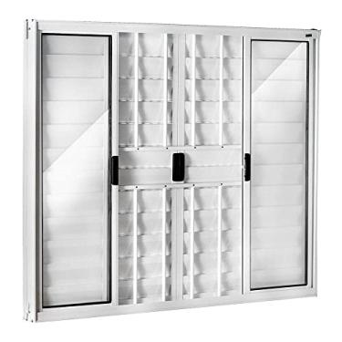 Imagem de Janela de Alumínio Veneziana 100x200cm com Grade 6 Folhas Central Ecosul Esquadrisul Branco