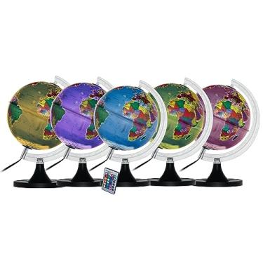 Imagem de GLOBO TERRESTRE POLÍTICO COM LUZ MULTICOLOR 21CM + ATLAS GEOGRÁFICO + MAPA MUNDI