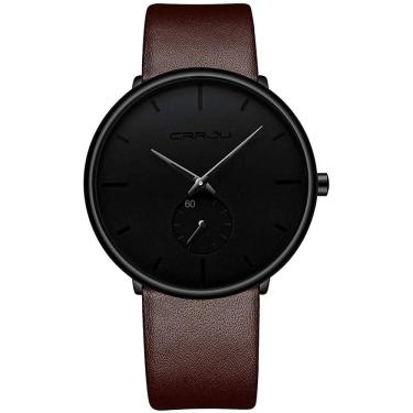 Imagem de Relógio de pulso impermeável minimalista ultrafino - vestido masculino com pulseira de couro