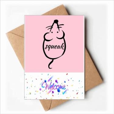 Imagem de Rato Mouse Squeak Stick Desenho Bem-vindo de volta Cartões Envelopes em Branco
